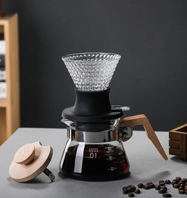 Pour over 400ml silicone wooden handle