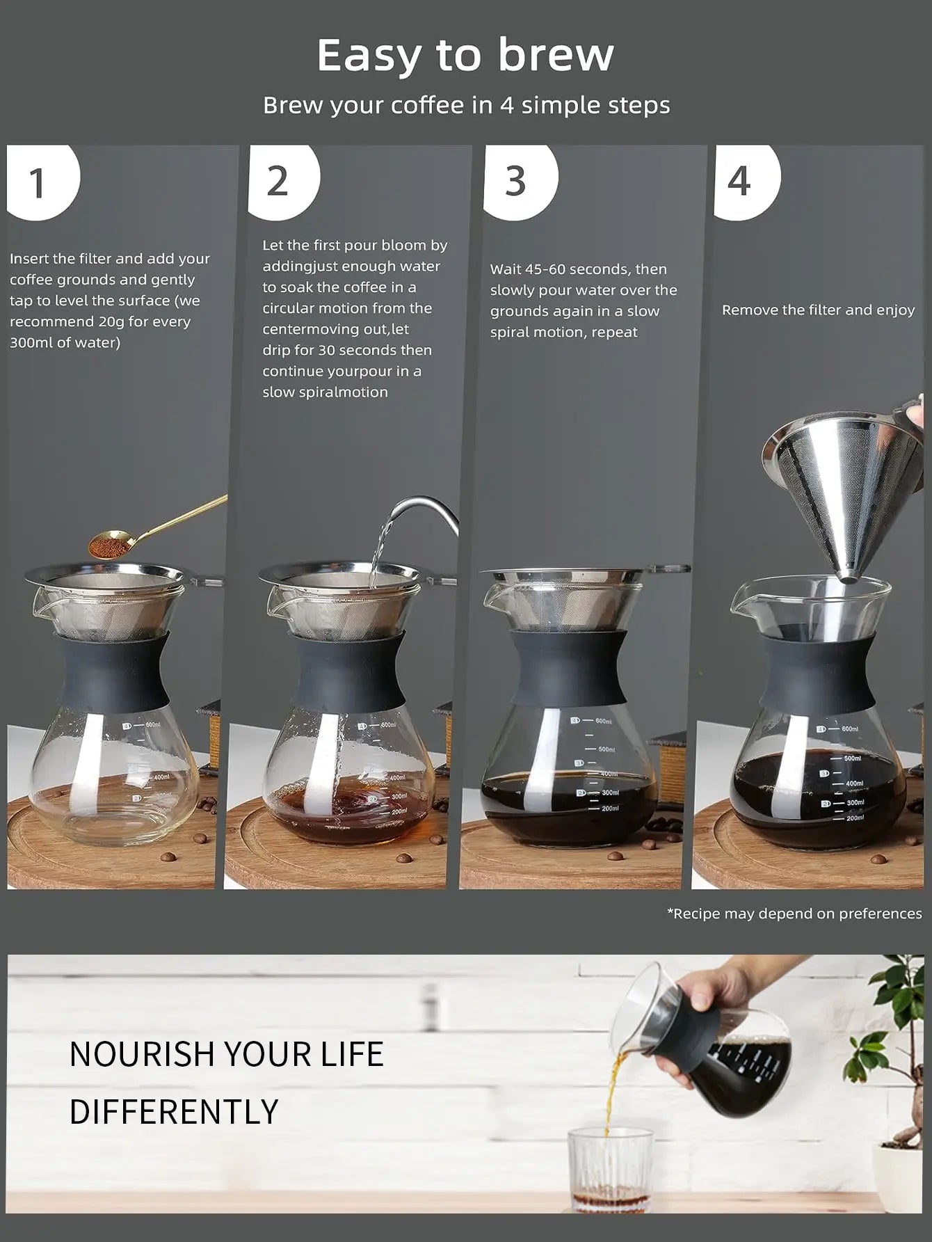 Leeseph Pour Over Coffee Brewer